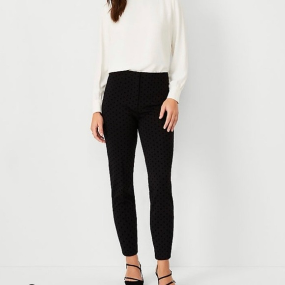 Ann Taylor Slim Ankle Polka Dot Velvet Pants Size 4 - Picture 1 of 8